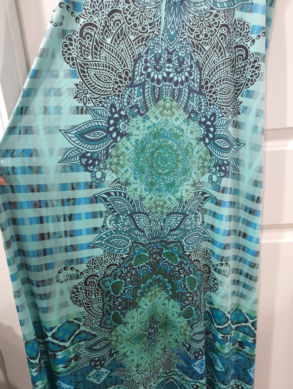 WORLD UNITY Boho Summer Resort Sleeveless V-Neck Maxi Dress, Stretchy, Size XL - Picture 9 of 15